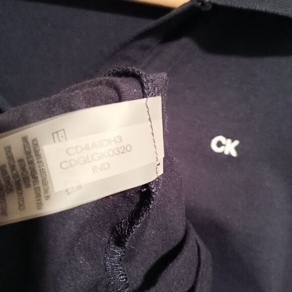 Calvin Klein Navy Polo Dress-Small-Stretch-Split Neck-Embroidered Logo-Classic - Picture 10 of 10